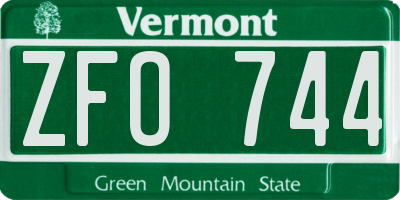 VT license plate ZFO744
