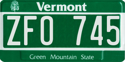VT license plate ZFO745