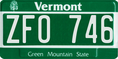 VT license plate ZFO746