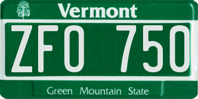 VT license plate ZFO750