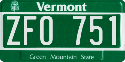 VT license plate ZFO751