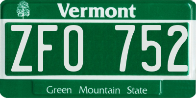 VT license plate ZFO752