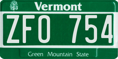 VT license plate ZFO754
