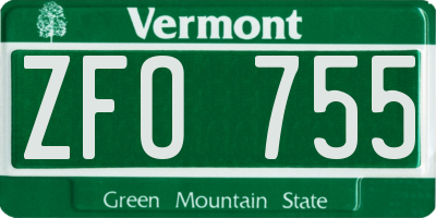 VT license plate ZFO755