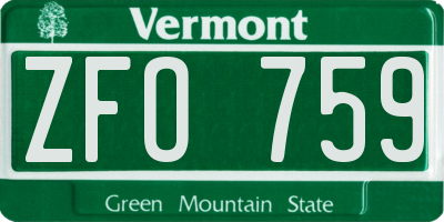 VT license plate ZFO759