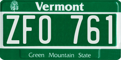VT license plate ZFO761