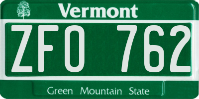 VT license plate ZFO762