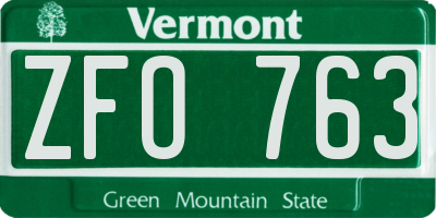 VT license plate ZFO763