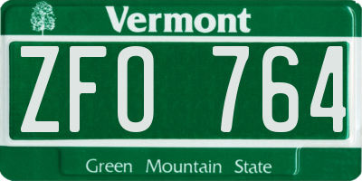 VT license plate ZFO764