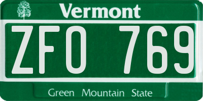 VT license plate ZFO769