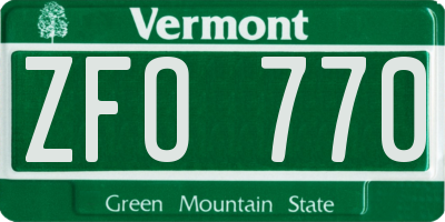 VT license plate ZFO770