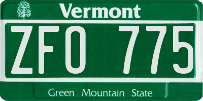 VT license plate ZFO775