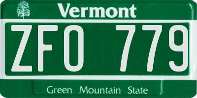 VT license plate ZFO779
