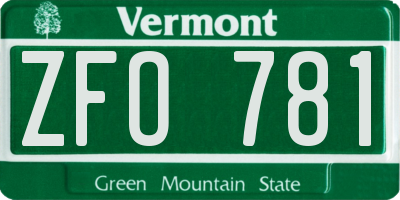 VT license plate ZFO781