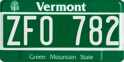 VT license plate ZFO782