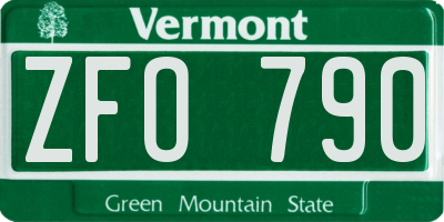VT license plate ZFO790