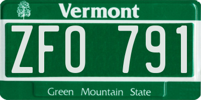 VT license plate ZFO791