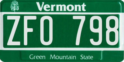 VT license plate ZFO798