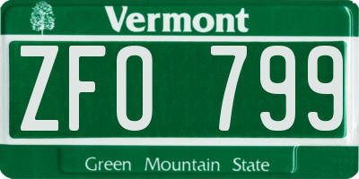 VT license plate ZFO799