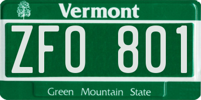 VT license plate ZFO801