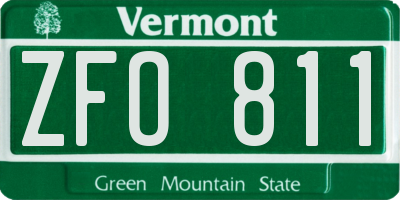 VT license plate ZFO811