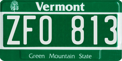 VT license plate ZFO813
