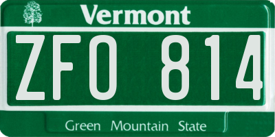 VT license plate ZFO814