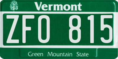VT license plate ZFO815