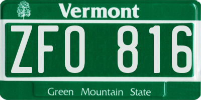 VT license plate ZFO816