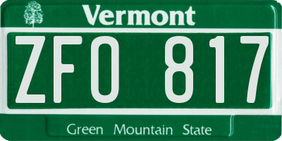 VT license plate ZFO817