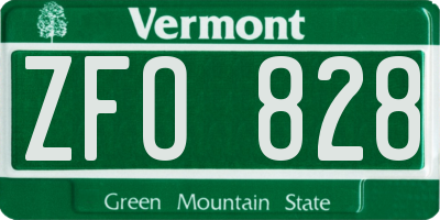VT license plate ZFO828