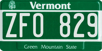 VT license plate ZFO829