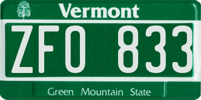 VT license plate ZFO833