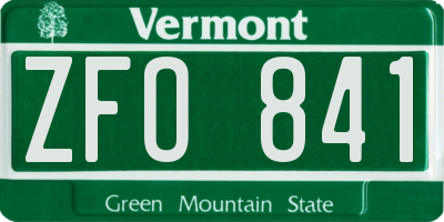 VT license plate ZFO841