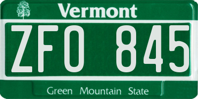 VT license plate ZFO845