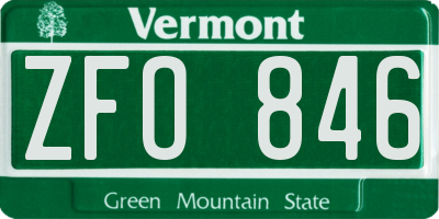 VT license plate ZFO846