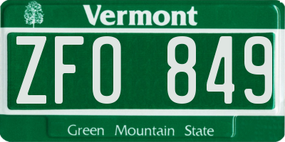 VT license plate ZFO849
