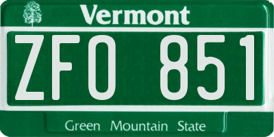 VT license plate ZFO851