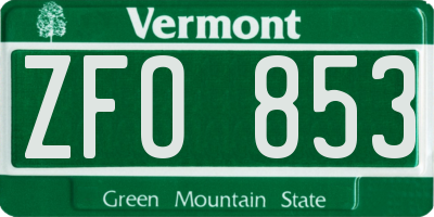 VT license plate ZFO853