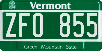 VT license plate ZFO855