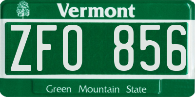 VT license plate ZFO856