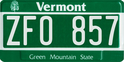 VT license plate ZFO857