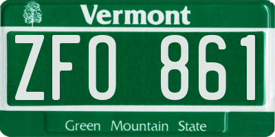 VT license plate ZFO861