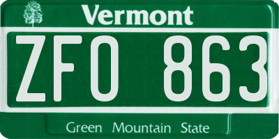VT license plate ZFO863
