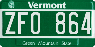 VT license plate ZFO864