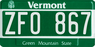 VT license plate ZFO867