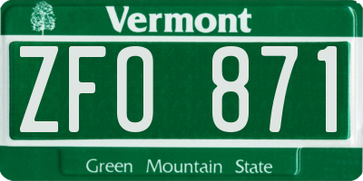 VT license plate ZFO871