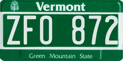 VT license plate ZFO872