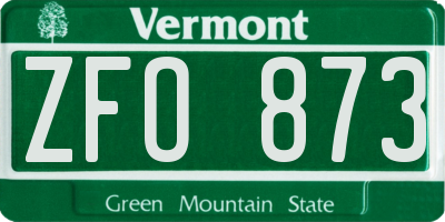 VT license plate ZFO873