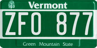 VT license plate ZFO877